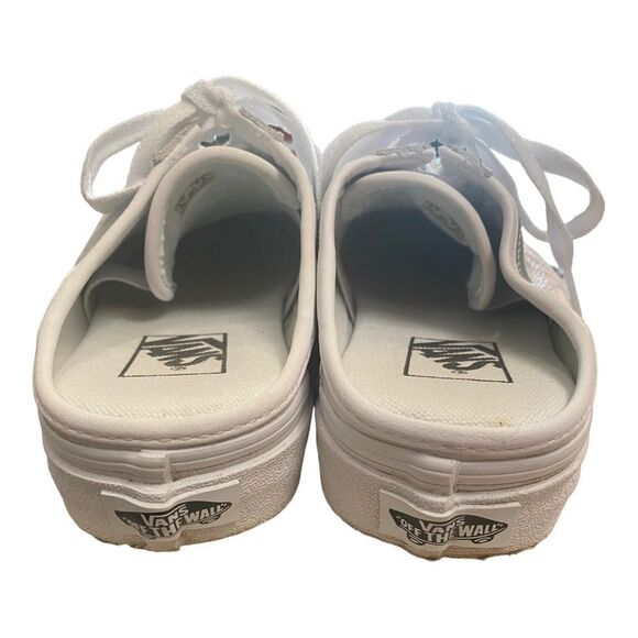 VANS Style 36 True White / Green Mileiu Leather Slide Mules 6.5 - Picture 6 of 7